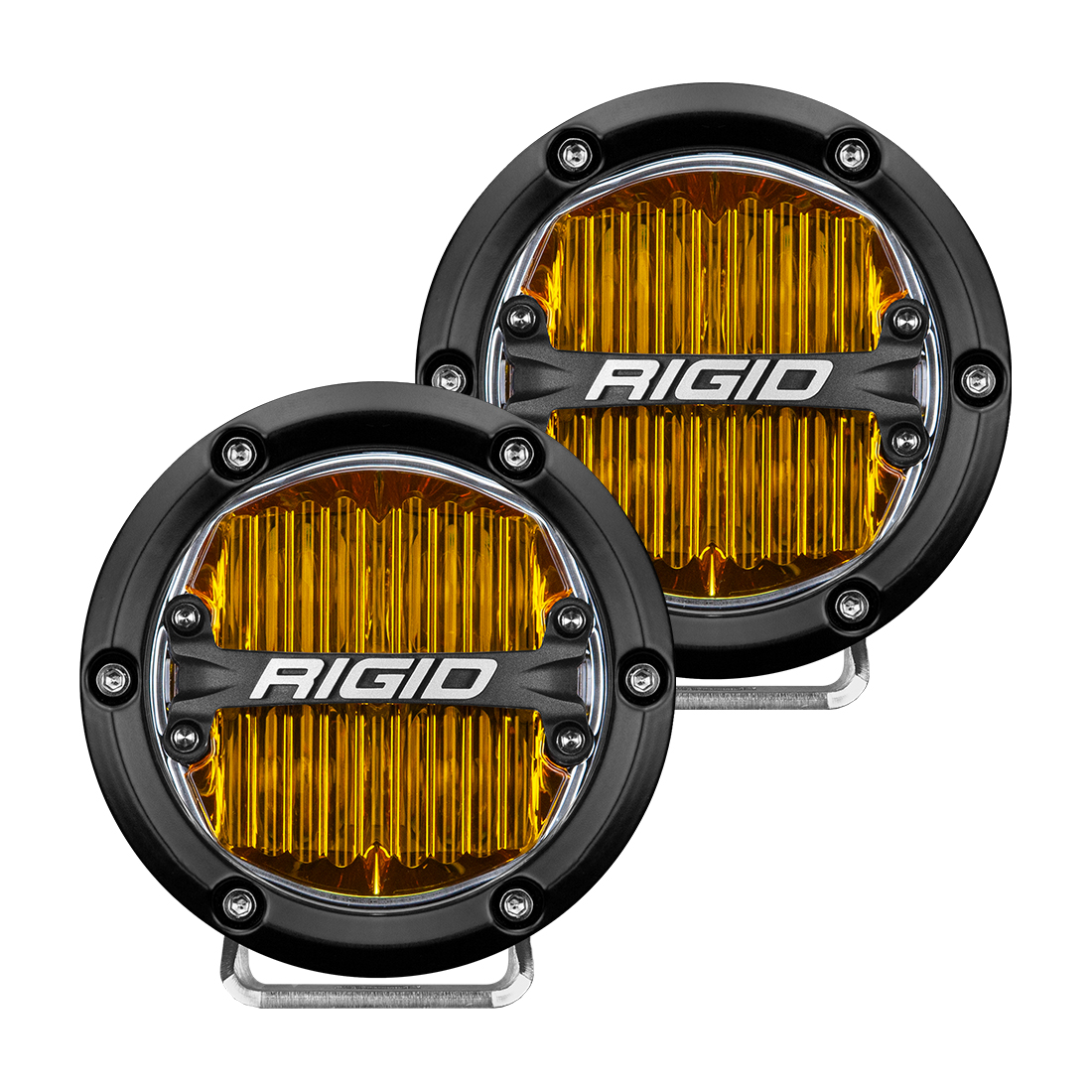 RIGID 360-Series 4 Inch Round SAE J583 Compliant Street Legal LED Fog Light, Selective Yellow, Pair